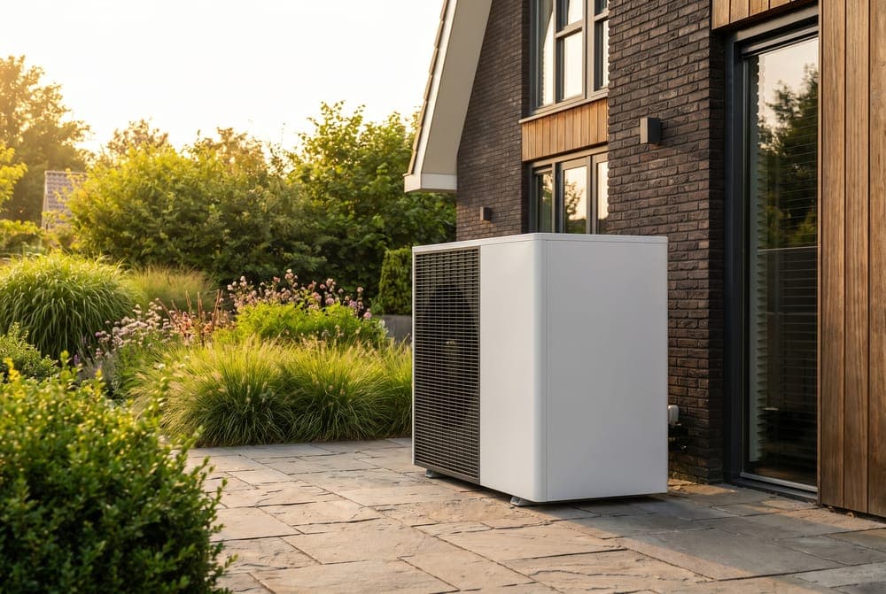Warmtepomp buitenunit op terras