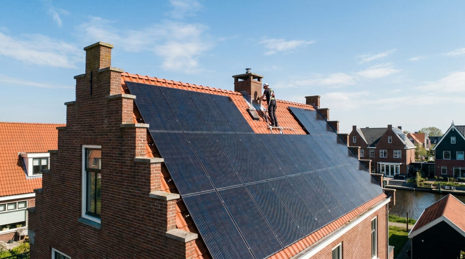 Zonnepanelen op het dakvlak — breed overzicht