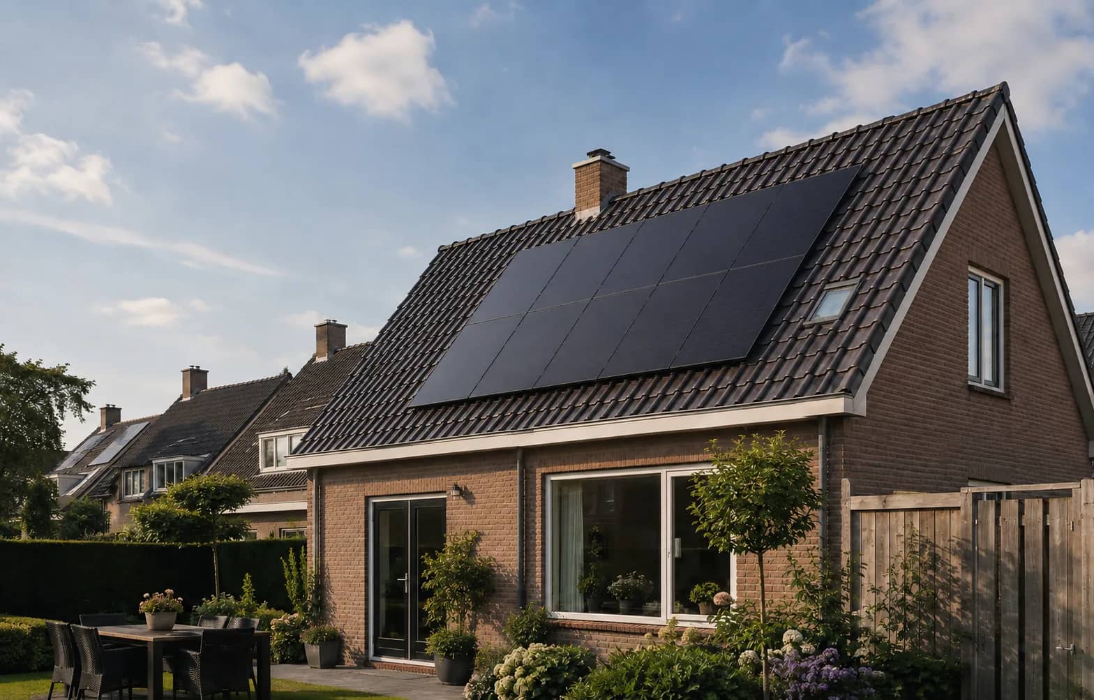 Woning met zonnepanelen op het dak