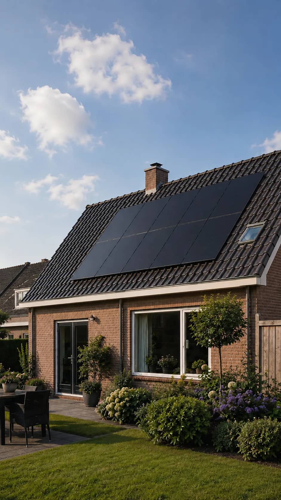 Woning met zonnepanelen op het dak